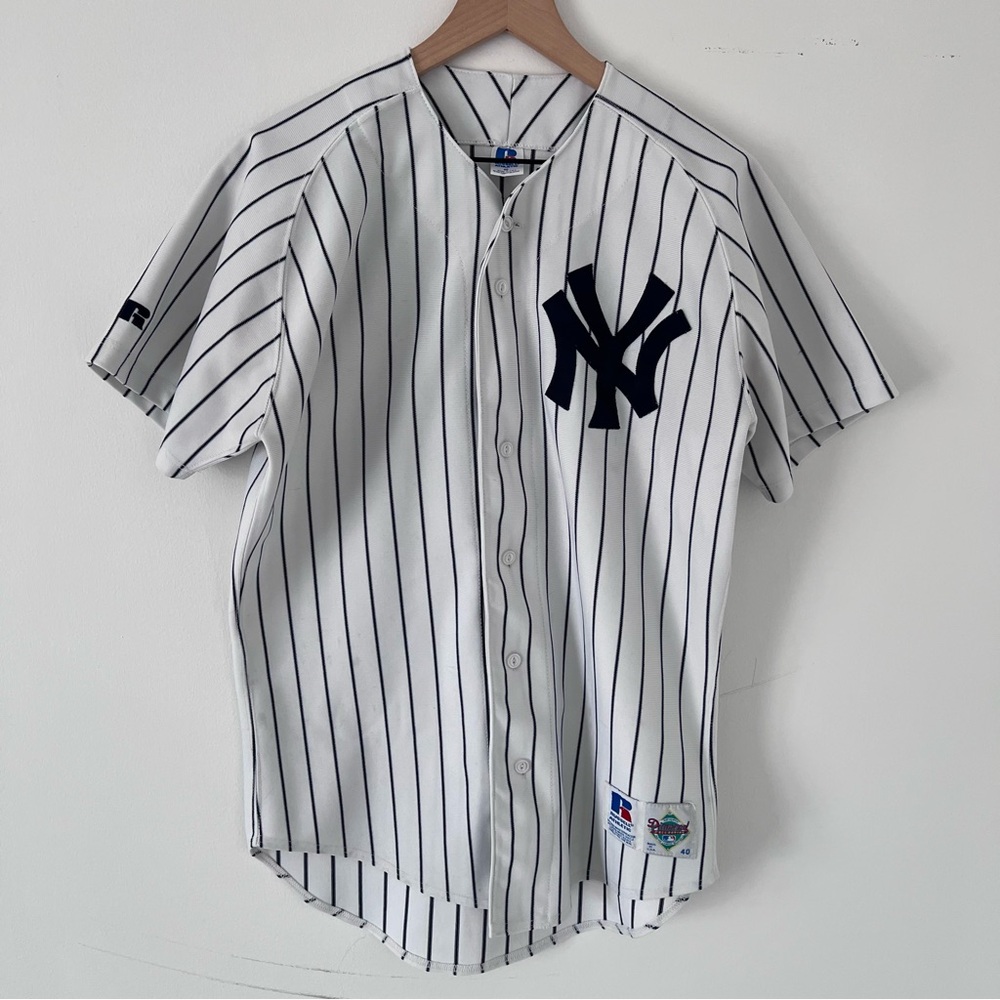 Vintage 90s New York Yankees Baseball Jersey Russel Brand Men’s 40 (medium)